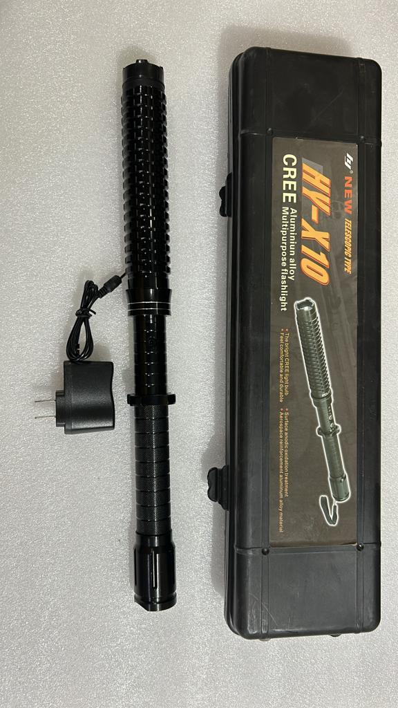 HY-X 10 CREE STUN BATON WHITE FLASHLIGHT WITH HARD CASE - Air Guns India